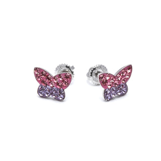 Pendientes de Plata de Ley 925 con Circonita Multicolor acabados en rodio - Mariposa-multicolor