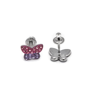 Pendientes de Plata de Ley 925 con Circonita Multicolor acabados en rodio - Mariposa-multicolor