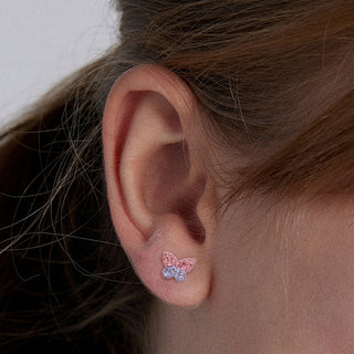 Pendientes de Plata de Ley 925 con Circonita Multicolor acabados en rodio - Mariposa-multicolor