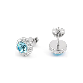 Pendientes de plata de Ley 925 y Circonita Aguamarina acabado en rodio - Belphe-BLANCO