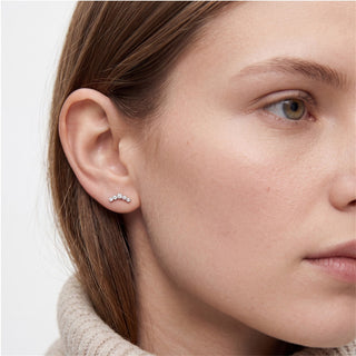 Pendientes de plata de Ley 925 y Circonita Brillante acabado en rodio - Furcell-BLANCO