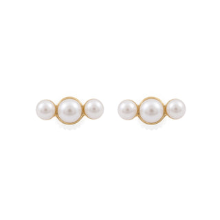 Pendientes de plata de Ley 925 y Perla Blanca acabado en oro amarillo de 18k - Radat-BLANCO
