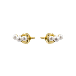Pendientes de plata de Ley 925 y Perla Blanca acabado en oro amarillo de 18k - Radat-BLANCO