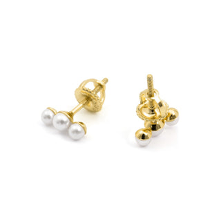 Pendientes de plata de Ley 925 y Perla Blanca acabado en oro amarillo de 18k - Radat-BLANCO