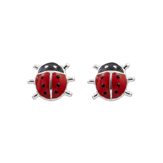 Pendientes de plata de Ley 925 y Lacado Multicolor acabado en rodio - Mariquita-MULTICOLOR