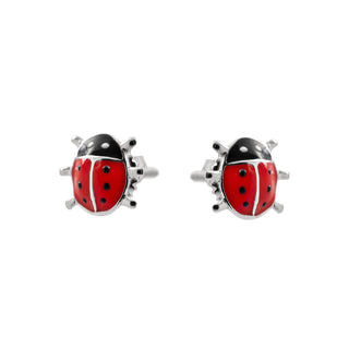 Pendientes de plata de Ley 925 y Lacado Multicolor acabado en rodio - Mariquita-MULTICOLOR