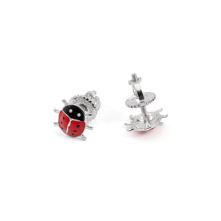 Pendientes de plata de Ley 925 y Lacado Multicolor acabado en rodio - Mariquita-MULTICOLOR