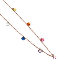 Collar de Plata de Ley 925 con Circonita Multicolor acabado en oro rosa 18K - Rolcon-multicolor