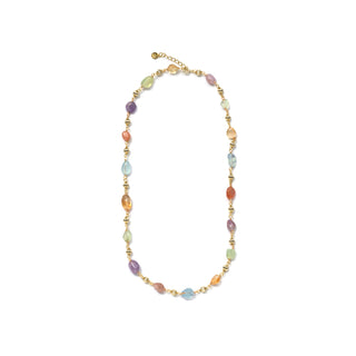 Collar de Plata de Ley 925 y Multicolor Piedra Natural acabado en oro amarillo de 18k - Sariel-Dorado