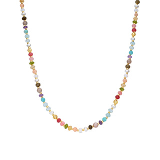 Collar de Plata de Ley 925 y Multicolor Piedra Natural acabado en oro amarillo de 18k - Abdas-Dorado
