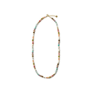 Collar de Plata de Ley 925 y Multicolor Piedra Natural acabado en oro amarillo de 18k - Abdas-Dorado