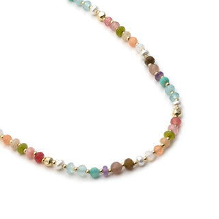 Collar de Plata de Ley 925 y Multicolor Piedra Natural acabado en oro amarillo de 18k - Abdas-Dorado