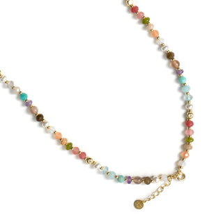 Collar de Plata de Ley 925 y Multicolor Piedra Natural acabado en oro amarillo de 18k - Abdas-Dorado