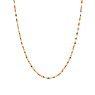 Collar de Plata de Ley 925 y Cristal Multicolor acabado en oro amarillo de 18k - Sharawi-Dorado