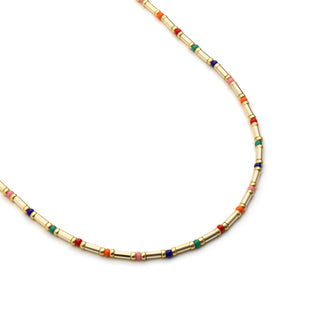 Collar de Plata de Ley 925 y Cristal Multicolor acabado en oro amarillo de 18k - Sharawi-Dorado