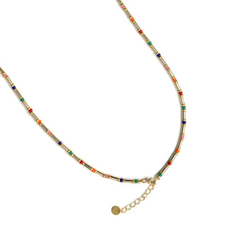 Collar de Plata de Ley 925 y Cristal Multicolor acabado en oro amarillo de 18k - Sharawi-Dorado