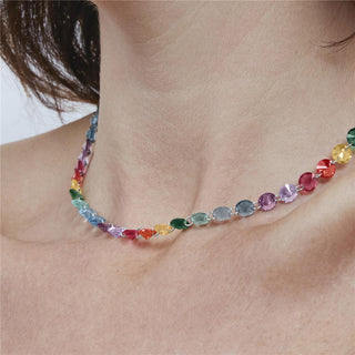 Collar de Plata de Ley 925 y Cuarzo Hidrotermal Multicolor acabado en rodio - Rasyes-Dorado