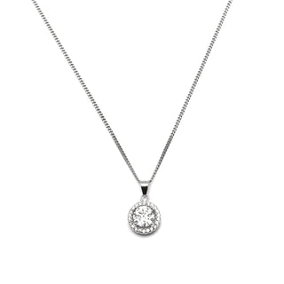 Collar de Plata de Ley 925 con Circonita Brillante acabado en rodio - Gema De Leyenda-blanco