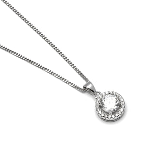 Collar de Plata de Ley 925 con Circonita Brillante acabado en rodio - Gema De Leyenda-blanco