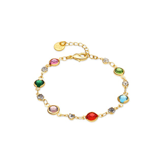 Pulsera de Circonita Multicolor acabado en oro amarillo de 18k - Akas-Dorado
