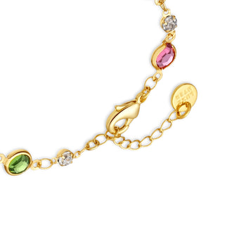 Pulsera de Circonita Multicolor acabado en oro amarillo de 18k - Akas-Dorado
