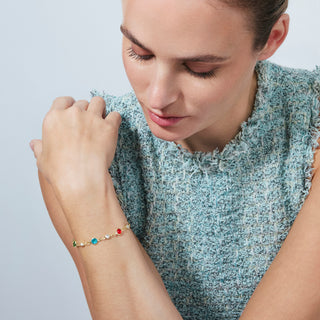 Pulsera de Circonita Multicolor acabado en oro amarillo de 18k - Akas-Dorado
