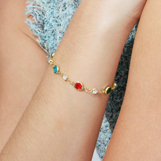 Pulsera de Circonita Multicolor acabado en oro amarillo de 18k - Akas-Dorado
