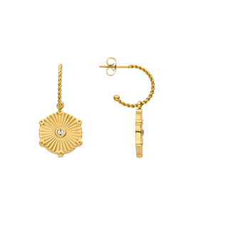 Pendientes de Circonita Brillante acabados en oro amarillo 18K- Rira-blanco