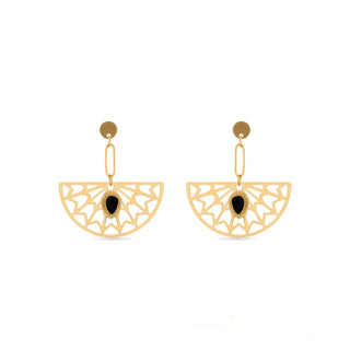 Pendientes de Onix acabados en oro amarillo 18K- Tawa-negro