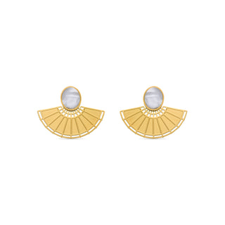 Pendientes de Madreperla Blanca acabados en oro amarillo 18K- Phieo-blanco