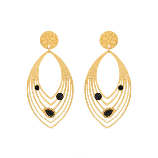 Pendientes de Onix acabados en oro amarillo 18K - Ycoa-negro