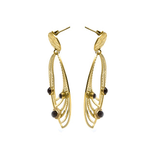 Pendientes de Onix acabados en oro amarillo 18K - Ycoa-negro