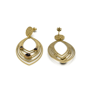 Pendientes de Onix acabados en oro amarillo 18K - Ycoa-negro