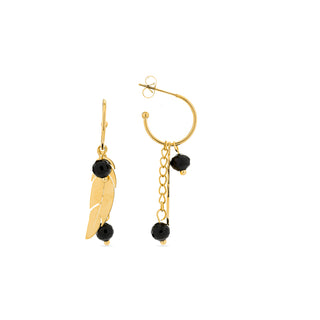 Pendientes de Onix acabados en oro amarillo 18K - Omka-negro
