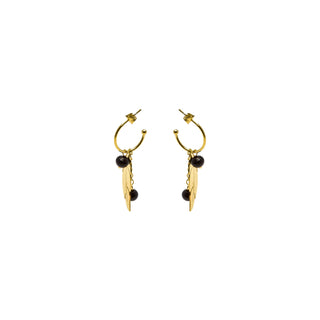 Pendientes de Onix acabados en oro amarillo 18K - Omka-negro