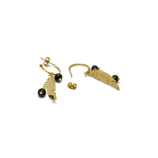 Pendientes de Onix acabados en oro amarillo 18K - Omka-negro