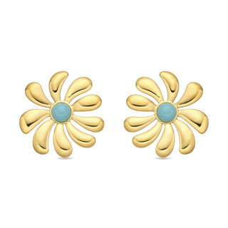 Pendientes de Turquesa acabado en oro amarillo de 18k - Isum-Dorado