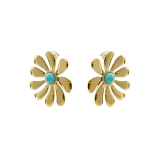 Pendientes de Turquesa acabado en oro amarillo de 18k - Isum-Dorado