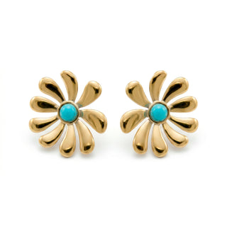 Pendientes de Turquesa acabado en oro amarillo de 18k - Isum-Dorado