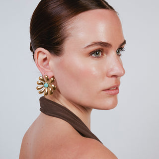 Pendientes de Turquesa acabado en oro amarillo de 18k - Isum-Dorado