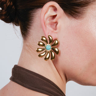 Pendientes de Turquesa acabado en oro amarillo de 18k - Isum-Dorado