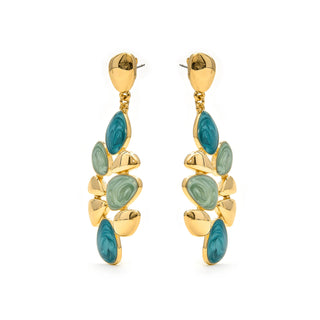 Pendientes de Resina Verde acabados en oro amarillo 18K - Nortul-verde