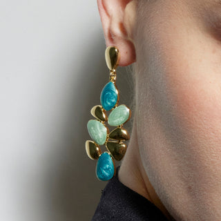 Pendientes de Resina Verde acabados en oro amarillo 18K - Nortul-verde