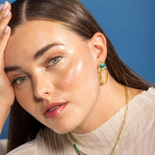 Pendientes de Resina Verde acabados en oro amarillo 18K - Orzur-verde