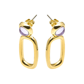 Pendientes con Cristal Morado acabado oro 18k - Orzur-morado