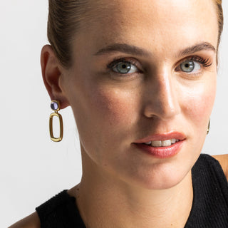 Pendientes con Cristal Morado acabado oro 18k - Orzur-morado