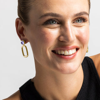 Pendientes con Cristal Morado acabado oro 18k - Orzur-morado