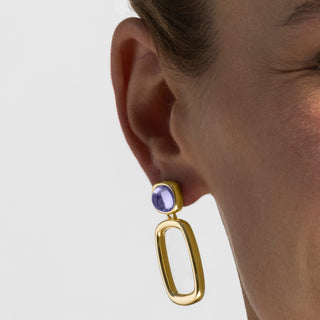 Pendientes con Cristal Morado acabado oro 18k - Orzur-morado