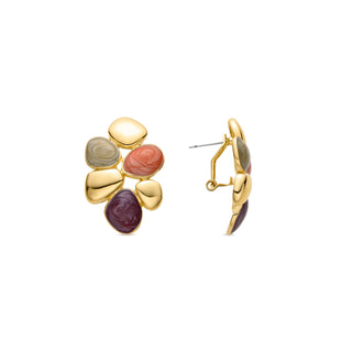 Pendientes de Resina Naranja acabados en oro amarillo 18K - Niro-naranja