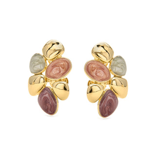 Pendientes de Resina Naranja acabados en oro amarillo 18K - Niro-naranja
